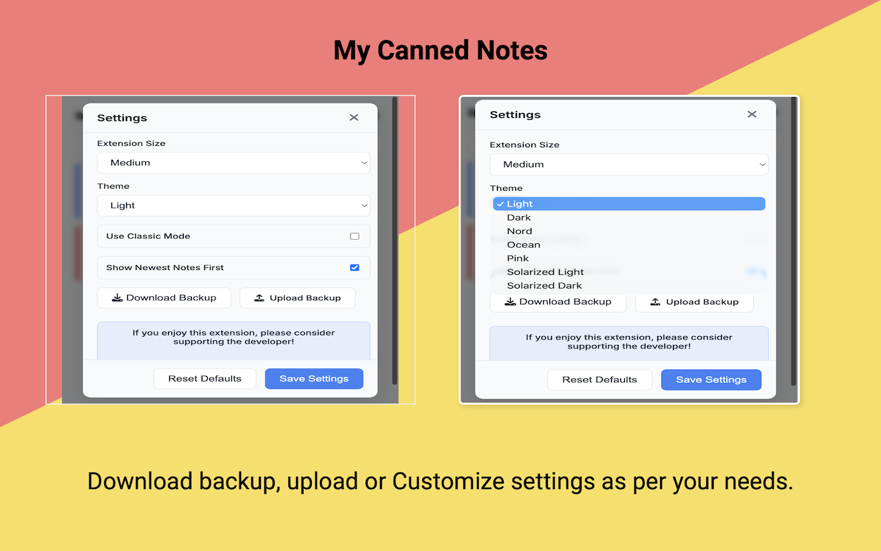 My Canned Notes Extended Views